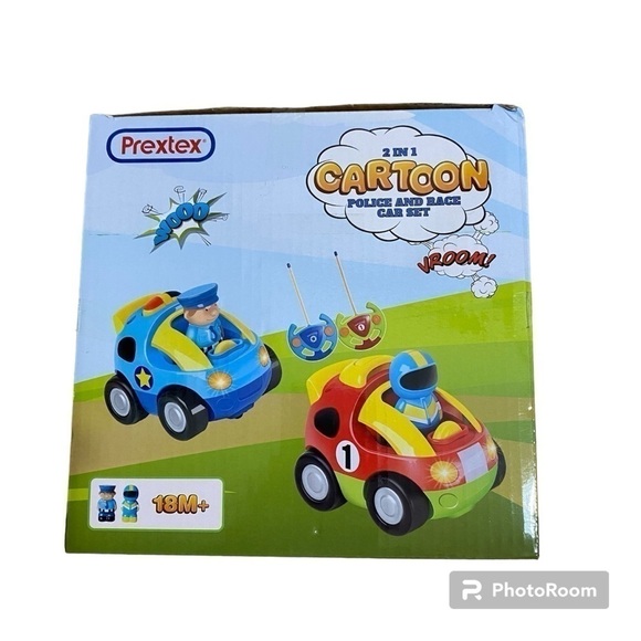 Police Race Car Set NEW Remote Control Prextex 2 in 1 Cartoon - Picture 1 of 4